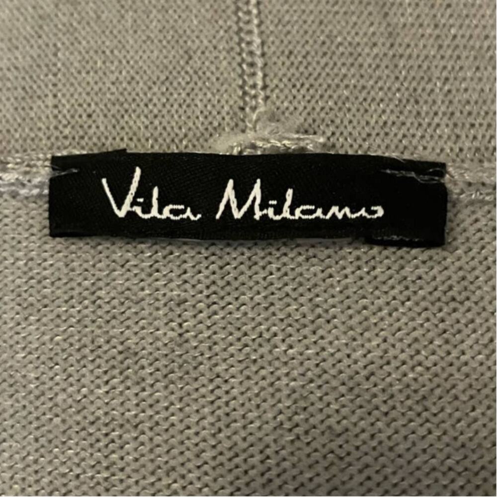 Vila Milano Women's Grey Open Front Cardigan Sweater W/ Ruffle Hem | Size Large - Picture 6 of 7